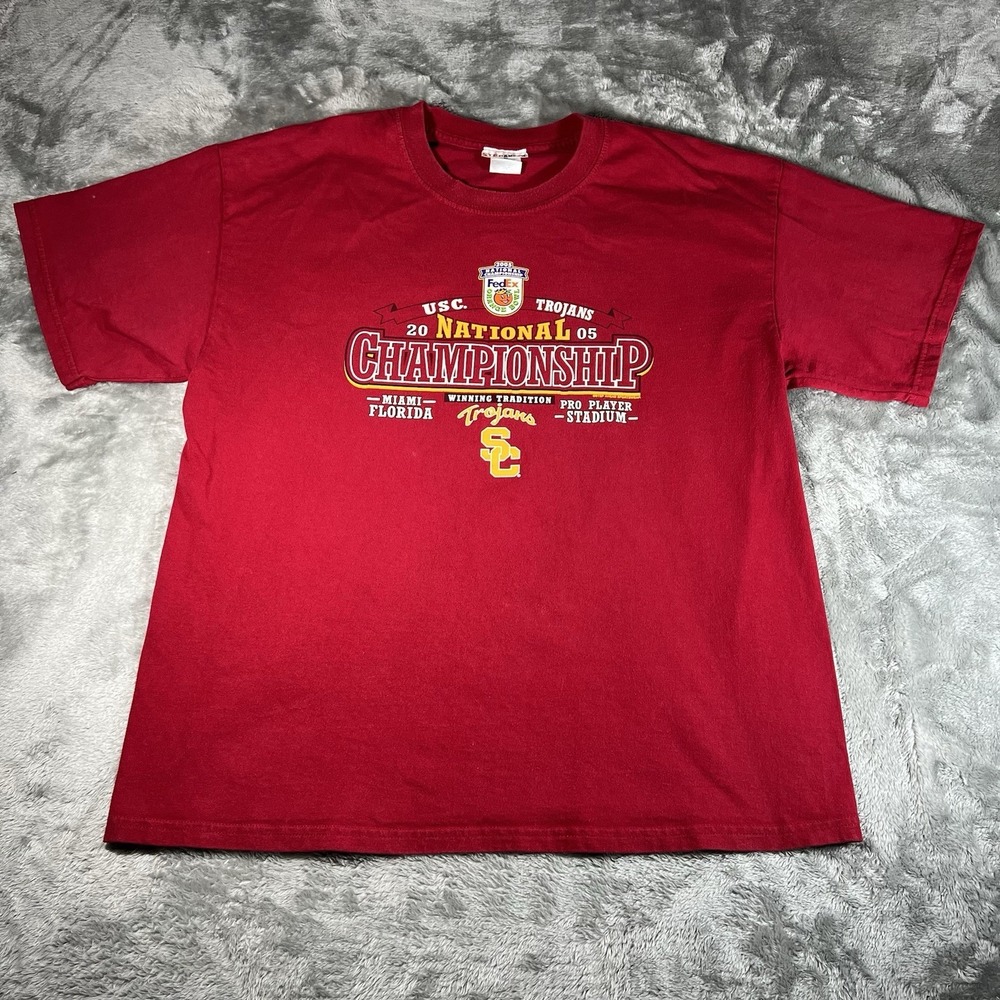 USC Shirt Men Size XL 2005 Rose Bowl National Champions Short Sleeve Vintage